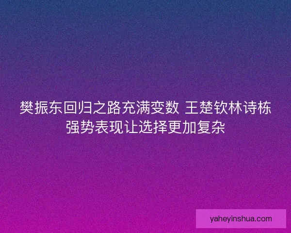 樊振东回归之路充满变数 王楚钦林诗栋强势表现让选择更加复杂
