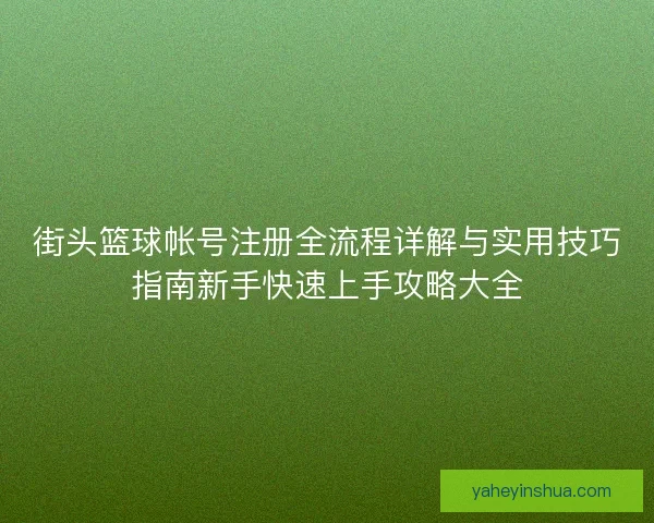 街头篮球帐号注册全流程详解与实用技巧指南新手快速上手攻略大全
